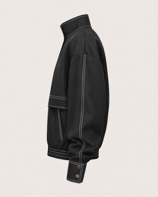 CHAQUETA BOMBER HILO NEGRA