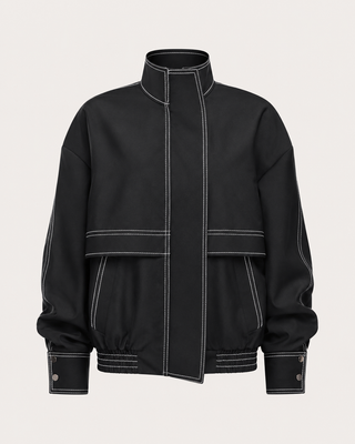 CHAQUETA BOMBER HILO NEGRA