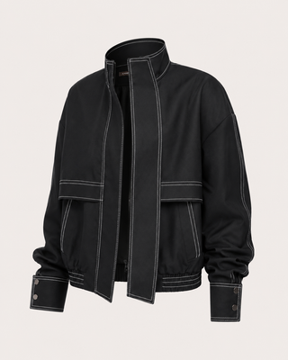 CHAQUETA BOMBER HILO NEGRA