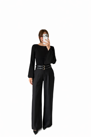 PANTALÓN NEGRO DOBLE PRETINA