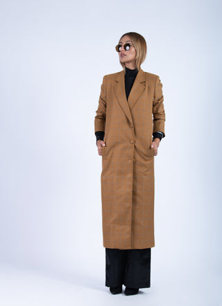 ABRIGO CUADROS CAMEL JC